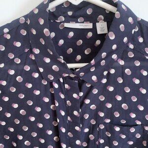 Silk Cotton Hallogen Button Down Blouse Size Small